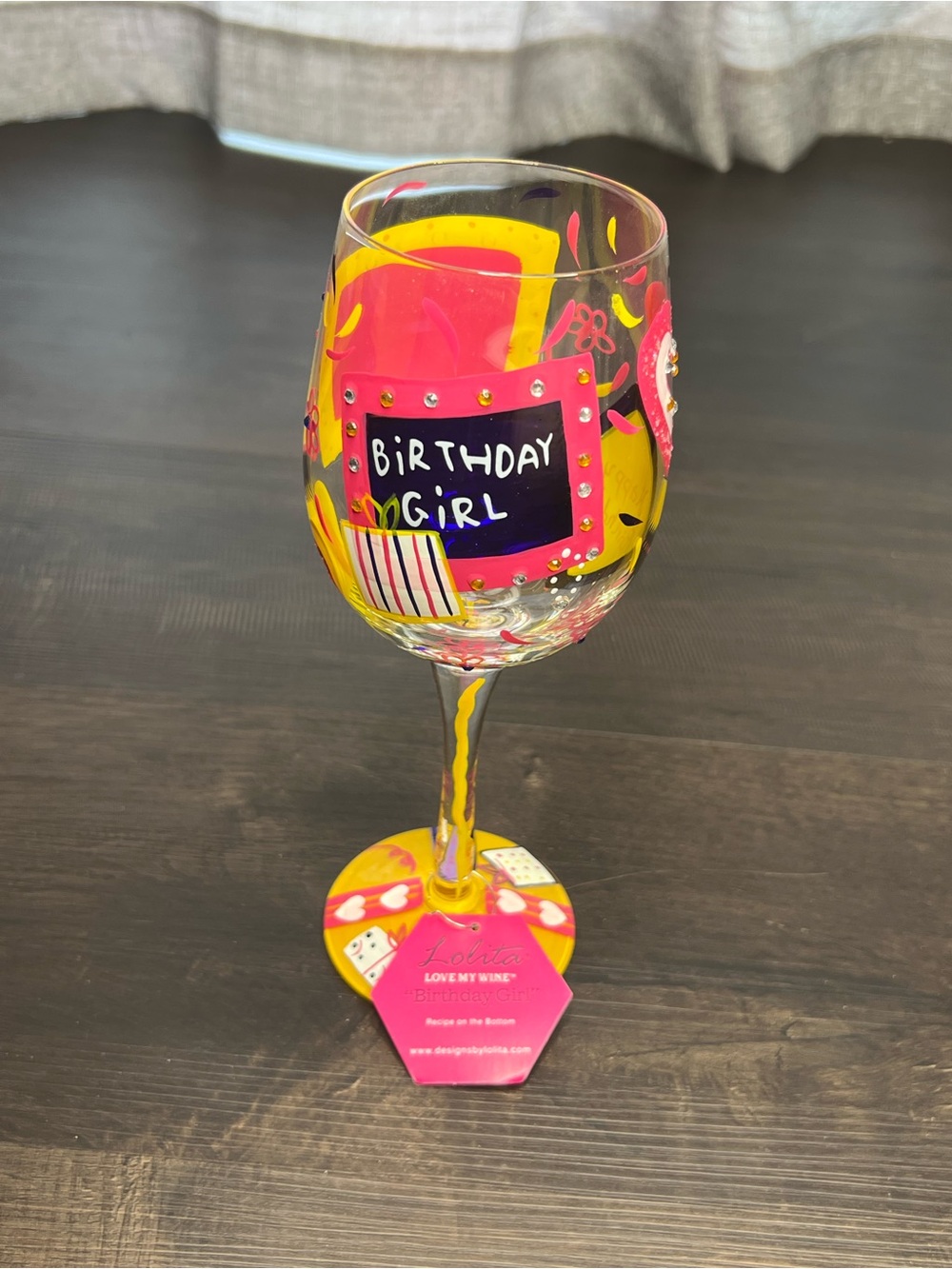 Brand New Lolita Love My Wine Birthday Girl Wine Glass